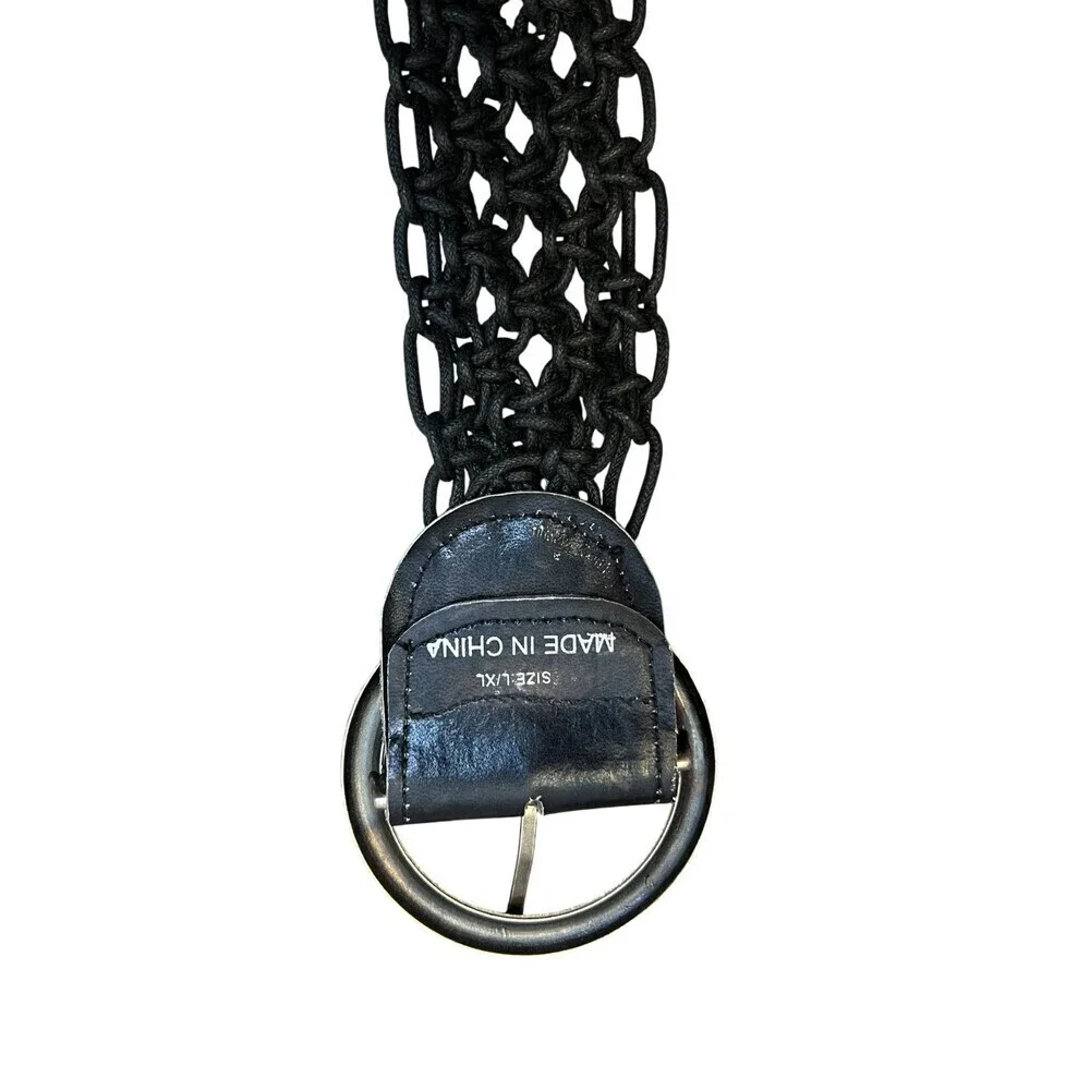 Woven Statement Belt One Size Black Ring Buckle